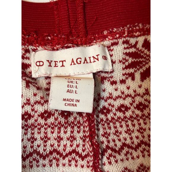 Yet Again Red Fair Isle Knit Leggings Women’s Large Holiday Nordic Print - Picture 3 of 7